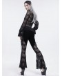 Devil Fashion Black Sexy Gothic Lace Long Flared Pants for Women