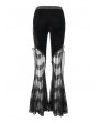 Devil Fashion Black Sexy Gothic Lace Long Flared Pants for Women