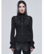 Devil Fashion Black Gothic Elegant Flower Long Sleeve Blouse for Women