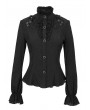 Devil Fashion Black Gothic Elegant Flower Long Sleeve Blouse for Women