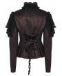 Punk Rave Black and Red Vintage Gothic Gorgeous Striped Lace Short Jacket for Women