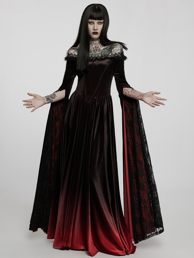 Punk Rave Wine Red Gothic Velvet Dark Night Vines Short Plus Size Dress 