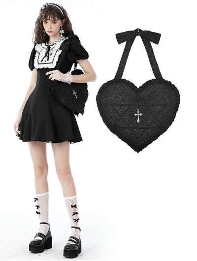 Gothic Black Victorian Heart in Hand Lunch and Liberty Shoulder Bag