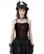 Dark in Love Dark Red Gothic Dead Cross Lace Trim Strap Corset Top for Women