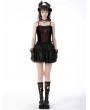 Dark in Love Dark Red Gothic Dead Cross Lace Trim Strap Corset Top for Women