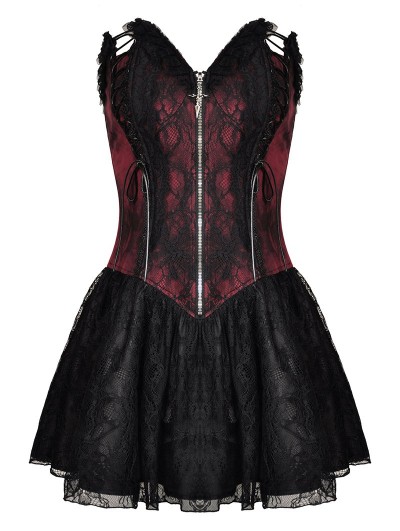 Punk Rock Red Black Tie Dye Witchy Gothic Dress by Dark in Love