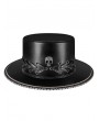 Black PU Leather Punk Gothic Skull Halloween Party Costume Top hat