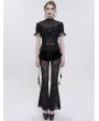 Eva Lady Black Gothic Sexy Casual Feather Long Velvet Flare Pants for Women