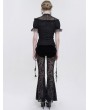 Eva Lady Black Gothic Sexy Casual Feather Long Velvet Flare Pants for Women