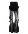 Eva Lady Black Gothic Sexy Casual Feather Long Velvet Flare Pants for Women