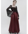 Eva Lady Wine Red Elegant Gothic Retro Lace Appliqued Long Party Dress