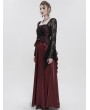 Eva Lady Wine Red Elegant Gothic Retro Lace Appliqued Long Party Dress