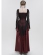 Eva Lady Wine Red Elegant Gothic Retro Lace Appliqued Long Party Dress