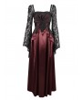 Eva Lady Wine Red Elegant Gothic Retro Lace Appliqued Long Party Dress