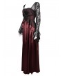 Eva Lady Wine Red Elegant Gothic Retro Lace Appliqued Long Party Dress