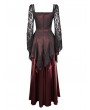 Eva Lady Wine Red Elegant Gothic Retro Lace Appliqued Long Party Dress