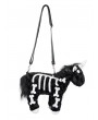 Devil Fashion Black and White Gothic Skeleton Cute Unicorn Plush Bag