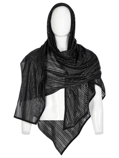 Punk Rave Black Gothic Post Apocalyptic Gauze Scarf for Men