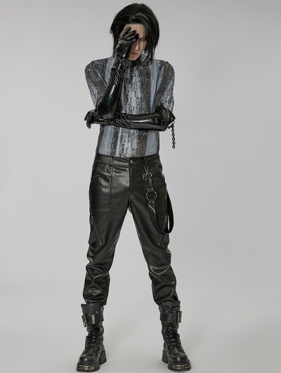 Men's Punk Patent Leather Long Gloves with Chain – Punk Design
