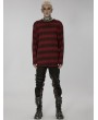 Punk Rave Black and Red Gothic Punk Daily Wear Loose Stripe Sweater for Men