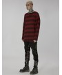 Punk Rave Black and Red Gothic Punk Daily Wear Loose Stripe Sweater for Men