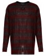 Punk Rave Black and Red Gothic Punk Daily Wear Loose Stripe Sweater for Men