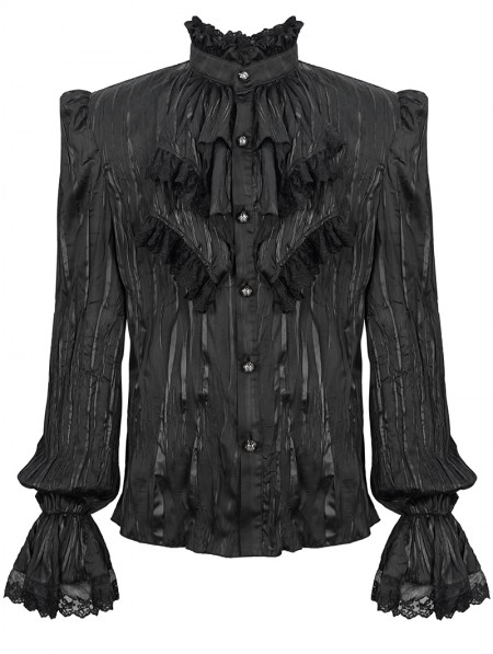 Devil Fashion Black Gothic Vintage Ruffle Lace Long Sleeve Party Shirt ...