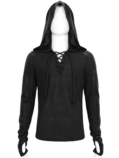 Punk Rave Men Black Gothic Vintage Hole Hooded Long Sleeve Punk Shirt Daily  Casual Tops (Medium) : : Clothing, Shoes & Accessories