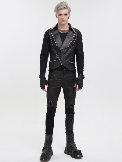 Devil Fashion Black Gothic Punk Rock Daily Wear Slim Fit Short