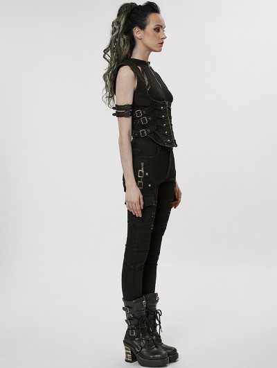 Punk Rave Black Gothic Punk Daily Wear Long Tight Jeans for Women