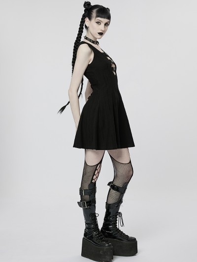 Black Gothic Punk Mask Outfit Set for Women - DarkinCloset.com