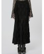 Punk Rave Black Gothic Decadent Lace Sexy High Slit Long Skirt