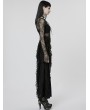 Punk Rave Black Gothic Decadent Lace Sexy High Slit Long Skirt