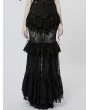 Punk Rave Black Gothic Perspective Gorgeous Lace Tiered Maxi Skirt