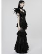 Punk Rave Black Gothic Perspective Gorgeous Lace Tiered Maxi Skirt