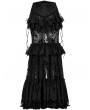 Punk Rave Black Gothic Perspective Gorgeous Lace Tiered Maxi Skirt