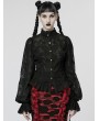 Punk Rave Black Gothic Chiffon Embroidered Flared Sleeve Perspective Blouse for Women