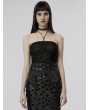 Punk Rave Black Gothic Punk Rivet Daily Bustier Halter Top for Women