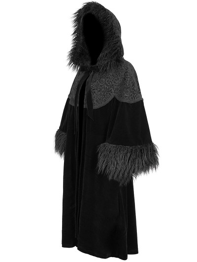 Devil Fashion Black Gothic Long Hooded Cape Coat For Women 