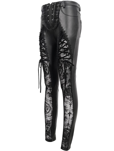 Devil Fashion Punk Women Leather Leggings Pants Sexy Gothic