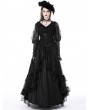 Dark in Love Black Gothic Vintage Court Party Lace Ruffle Maxi Skirt