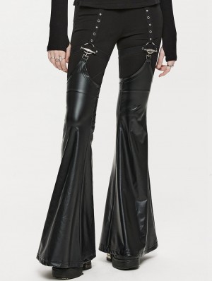 Killstar Solstice Velvet Lace Flare Bell Bottoms Trousers Black –