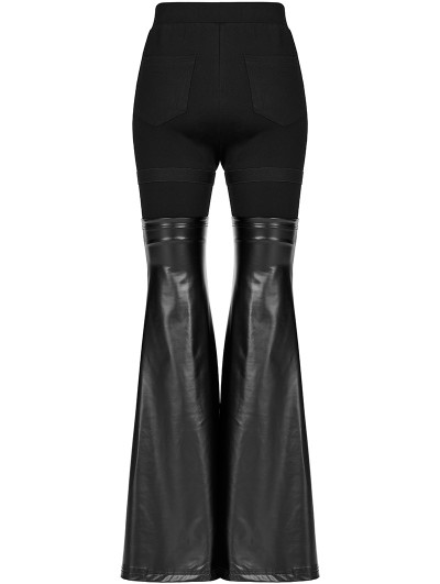Punk Rave Black Gothic Punk Detachable Lather Leg Warmers Flared Trousers  for Women 