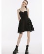 Punk Rave Black Gothic Corset Style Street Fashion Short Slip Dress