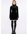 Punk Rave Black Gothic Vintage Velvet Long Sleeve Short Dress