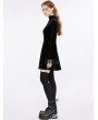 Punk Rave Black Gothic Vintage Velvet Long Sleeve Short Dress