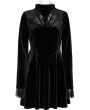 Punk Rave Black Gothic Vintage Velvet Long Sleeve Short Dress