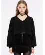 Punk Rave Black Gothic Daily Wear Loose V-neck Short Sweater for Women