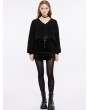 Punk Rave Black Gothic Daily Wear Loose V-neck Short Sweater for Women