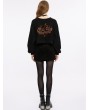 Punk Rave Black Gothic Daily Wear Loose V-neck Short Sweater for Women